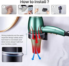 2pcs Blow Dryer Holder Wall Mounted and Curling Iron Holder, Self Adhesive Hair Dryer Holders Wall Mount, Stainless Steel Hair Dryers Wall Mount