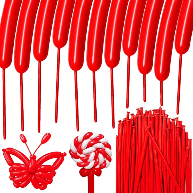 100Pcs Red 260 Balloons, Long Balloon by HYKJNBW