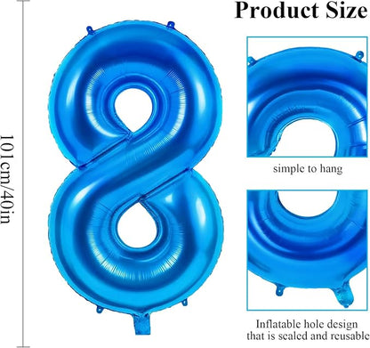 Number 8 Balloons for 8th Birthday Party Decorations, 0-100 Large No.8 Balloons - Image 2