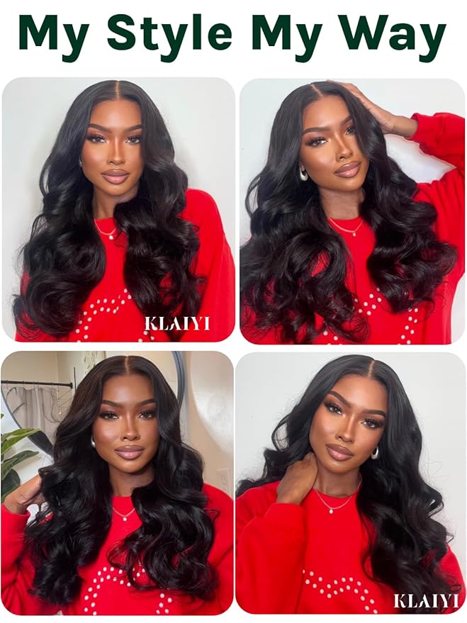KLAIYI Wear And Go Glueless Wig Bye Bye Knots 13x4Precut Lace Front Wigs Human Hair Loose Body Wave Wig Pre Bleached Pre Everything Pre Plucked with Baby Hair 3S Ready to Wear Beginner Friendly 16Inch