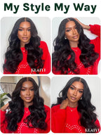 KLAIYI Body Wave Bye Bye Knots Glueless Wig 7x5 Pre Cut Lace Front Wigs Human Hair Wear and Go Wigs for Beginners Pre Bleached Pre Plucked Pre Everything 3S Easy to Ready to Wear Loose Wave Wig 20Inch