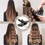 Hair Crimper 1 Inch, 3 Barrel Beach Wave Curling Iron, Foldable 25mm 3 Barrel Hair Waver, Adjustable 4 Temperature Settings Heat Up Quickly Hair Curler Curling Wand with LCD Temperature Display