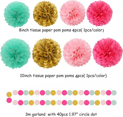 Mint Blush Hot-Pink Gold Party-Decorations - Image 2