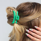 KAXI Hold Everything Mini Hair Claw - Perfect for Thick & Thin Hair, Straight, Wavy or Curly, Strong Clip With 32 teeth & Many Colors to Choose (Emerald Green)