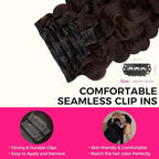 Lashey Seamless Clip in Hair Extensions Human Hair #2 Dark Brown Body Wave 7pcs 110g 22 Inch PU Weft Clip in Hair Extensions Real Human Hair for Women