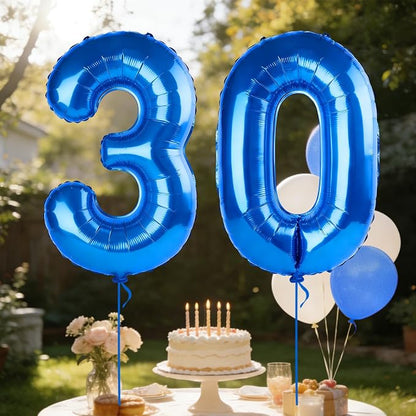 40 Inch Number 30 Balloons for 30th Birthday Party Decorations, 0-100 Dark Blue - Image 3