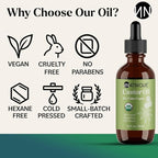 Natnique Castor Oil – USDA Certified Organic, 100% Pure Cold Pressed Unrefined Oil for Hair Growth, Eyelashes, Eyebrows & Scalp – Natural Skin Moisturizer, Lash Serum & Hair Treatment (2 Oz)
