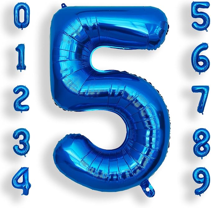 AULE 40 Inch 5 Blue Balloon Number Foil 0-9 Birthday Big Numbers | Birthday by AULE