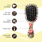Mini Hair Brush,Cute Detangling Travel Hair Brush,Soft Bristles for Effortless Tangle Removal,Detangler Hairbrush for Women Men Boys Girls Kids Wet Dry All Hair Types (Pink White Roses, Mini)