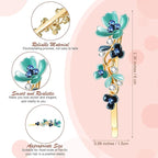 WILLBOND 12 Pieces Vintage Flower Hair Pins Women Barrette Bobby Pins Decorative Metal Gold Tone Hairpins Colorful Floral Design Hair Clips French Rhinestone Decorative Accessories for Women Girls