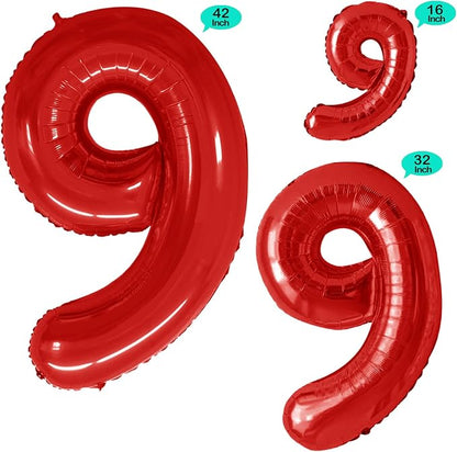 Red Foil Balloons Number 9, Huge Number Balloons - Image 2