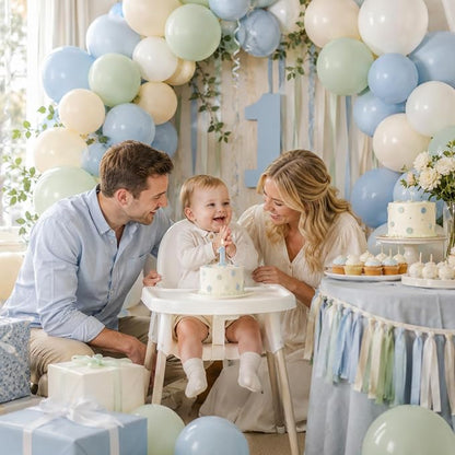 Pastel Blue Green Baby Shower Balloons - Image 8