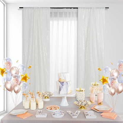 PartyDelight White Sequin Backdrop Curtains 2x8ft 2 Panels | Sparkly 3mm sequins - Image 8