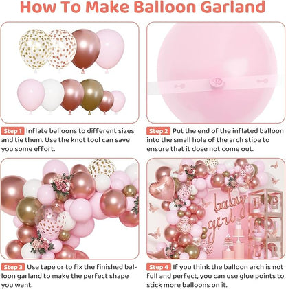 Amandir 134pcs Rose Gold Balloons Baby Box - Image 4