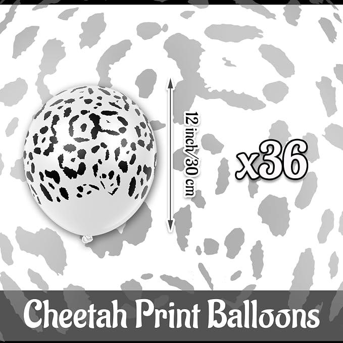 Gejoy 36 Pcs Cheetah Balloons White and Black Leopard Print Balloons 12 Inch - Image 2
