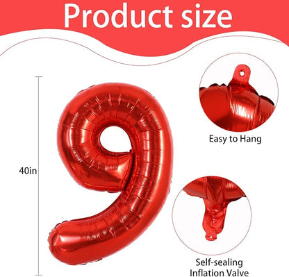 40 Inch Red Foil Number 9 Balloon - Image 3