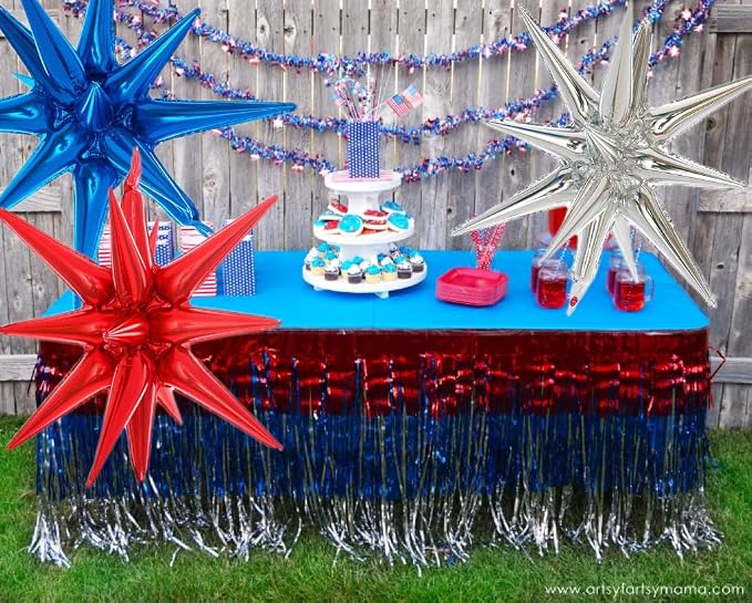 9PCS Blue Red White Explosion Balloons - Image 3