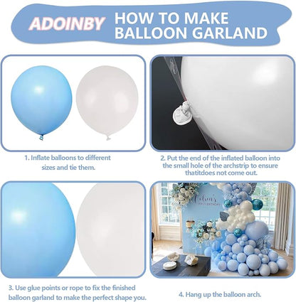 Blue and White Balloon Arch Kit, ADOINBY 140Pcs Pastel Light Blue and White - Image 3