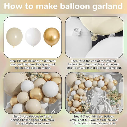 HILAVO White and Gold Balloon Arch Kit Nude White Beige Balloon Garland - Image 7