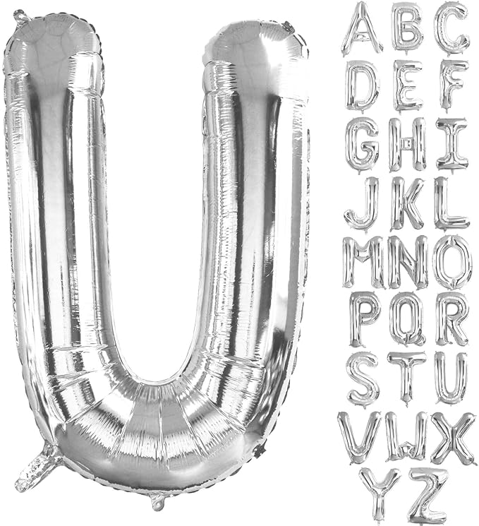 Lovoir 40 Inch Large Silver Letter U Balloons Big Size Jumbo Mylar Foil Helium by Lovoir