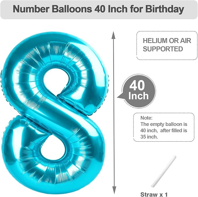 7 Balloon Number 40 Inch Light Blue - Image 5