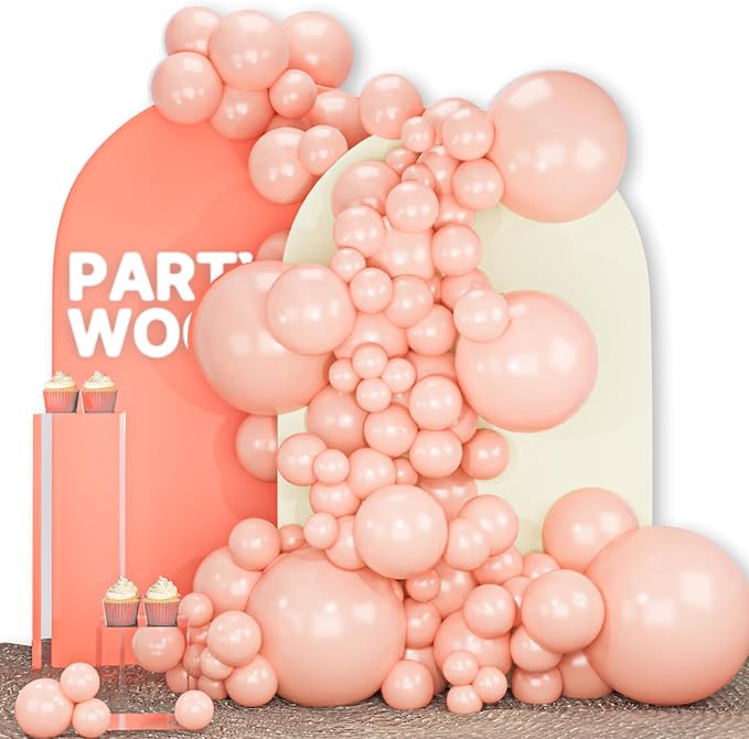 PartyWoo Baby Pink Balloons 140pcs Pastel Light Pale Pink Peach Color | 18 12 by PartyWoo