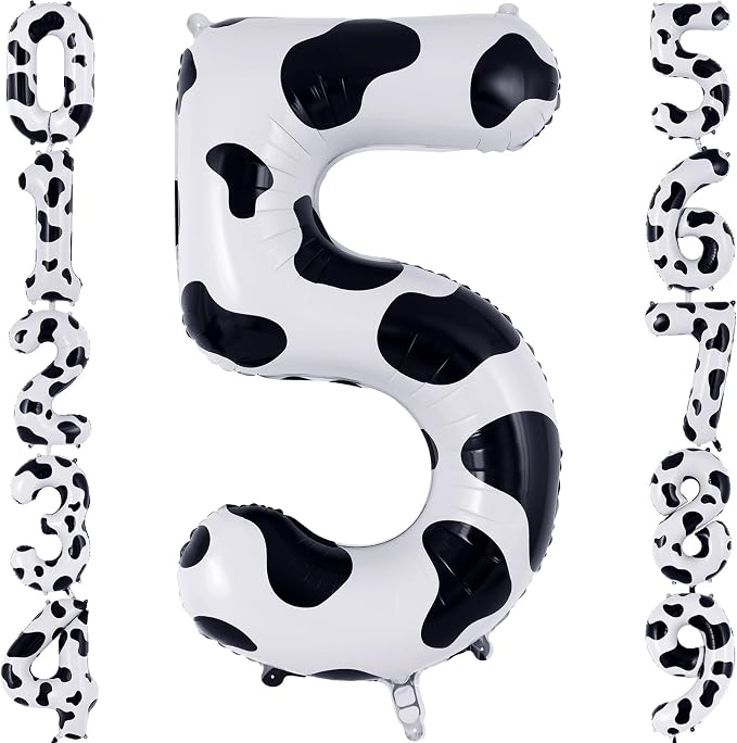 Cow Print Number 5 Balloon, Large 40 Inch Cow Number Birthday Balloons by AIQINHU