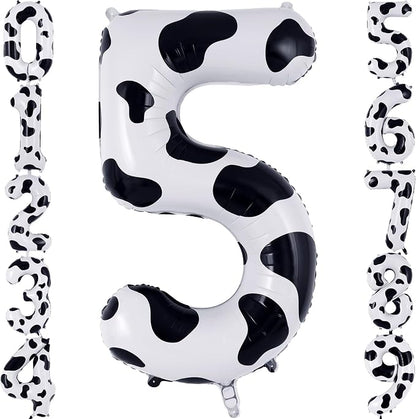 Cow Print Number 5 Balloon, Large 40 Inch Cow Number Birthday Balloons by AIQINHU
