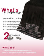 Moresoo Brown Seamless Clip in Hair Extensions Human Hair Short Darkest Brown Hair Extensions Clip ins Invisible for Women 120g/7pcs 14 inch