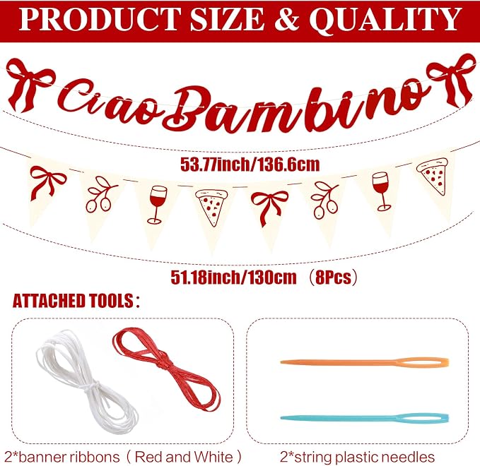 Affrolling Ciao Bambino Baby Shower Decoration Italian Baby Shower Banner Ciao - Image 2