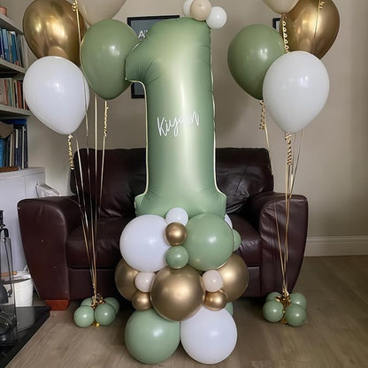 Sage Green 1 Number Balloon, Olive Green 1 Balloons 40 Inch Large Helium Foil - Image 4