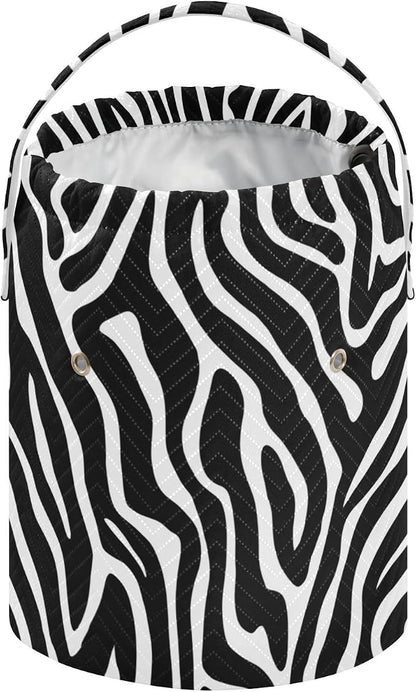 White Black Zebra Print Yarn Bag Small Crochet Bag Drawstring Yarn Storage - Image 2