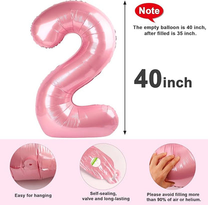 2 Balloon Numbers 40Inch Pearl Pink Party Decorations - Image 6
