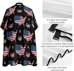 Extra Long Hair Cutting Salon Cape, Haircut Apron USA Map Patriotic Black American Flag Hair Cutting Cloak for Hair Dye