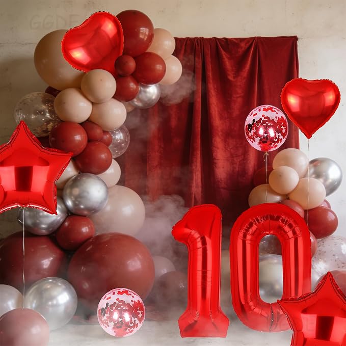 40 Inch 0 Red Number Balloons Mylar Foil Balloon 10th Birthday Party Decor | - Image 4