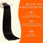 Full Shine Machine Remy Tape in Extensions 14 Inch Color 1B Natural Black Invisible Injection Tape in Hair Extensions Human Hair Double Sided Seamless Skin Weft 40 Grams 20Pcs Add Volume for Party