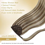 Ve Sunny Hair Extensions Ponytail Real Human Hair Wrap Around Clip in Ponytail Hair Extensions Straight Extensions Human Hair for Women Light Brown Highlights Platinum Blonde 18inch 80G