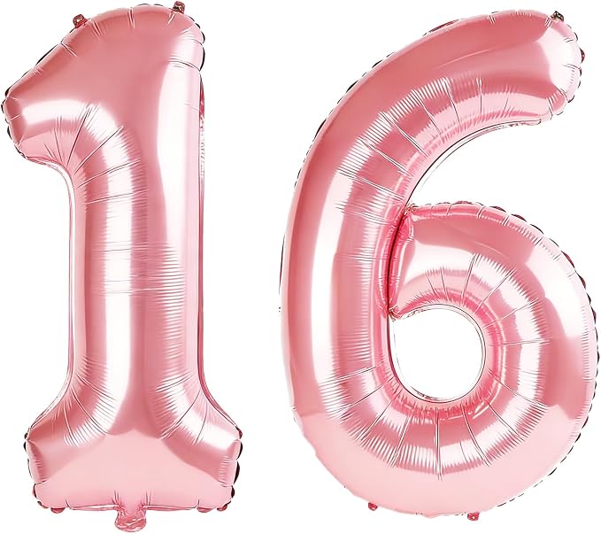40 Inch Number 16 Balloons for 16th Birthday Party Decorations, 0-100 Jewelry by FOBELEC
