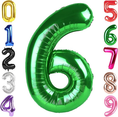 40 Inch Green Number 6 Balloon Birthday Party Decorations by Hadoife