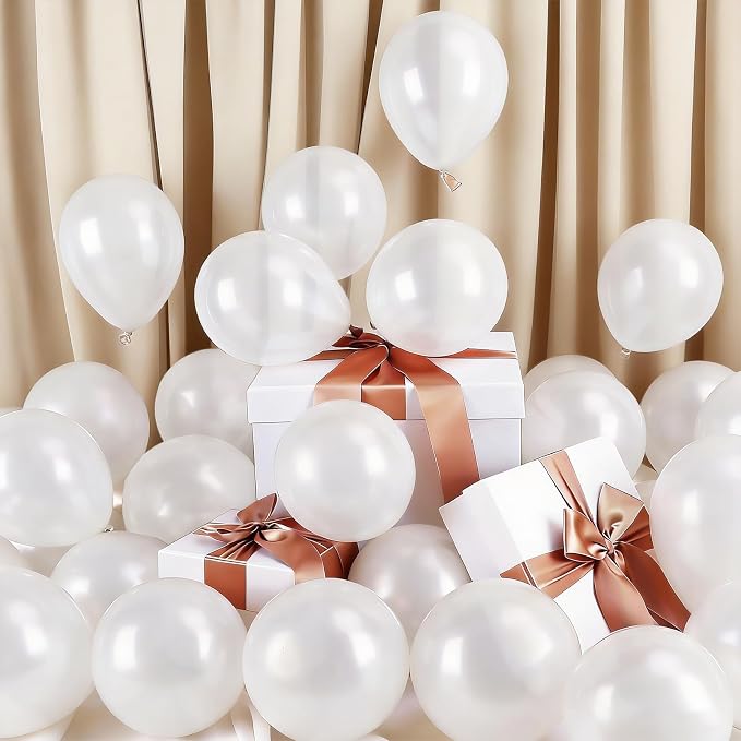 RUBFAC Pearl White Balloons 120pcs 5 Inch Latex Party Balloons by RUBFAC