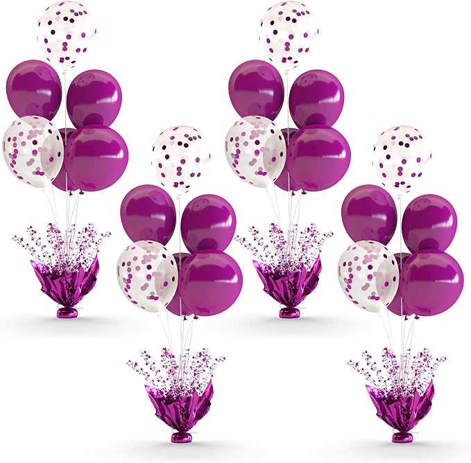 Purple Balloon Table Centerpiece Kit, 4 Sets Purple Balloon Stands by Besutolife