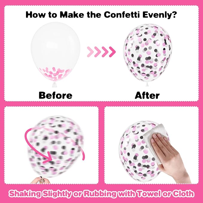 Pink and Black Balloons, 12 Inch Pink Black Balloons, Hot Pink White Pastel - Image 9