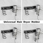 hicorfe Hair Dryer Holder 3 in 1 Hair Tool Organizer,Blow Dryer Holder Wall Mounted,Bathroom Bedroom Hair Care Styling for Flat Iron,Curling Iron,Hair Straightener （Black）