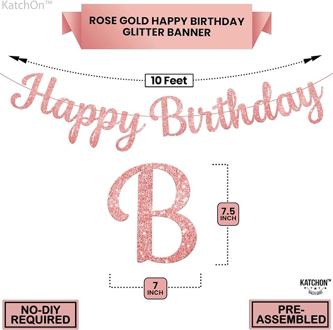 KatchOn Glitter Cursive Happy Birthday Banner 10 Ft, Birthday Decorations | - Image 2