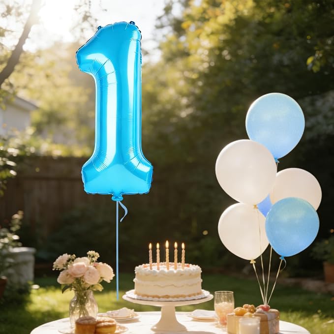 40 Inch Number 1 Balloons for 1st Birthday Party Decorations, 0-100 Jewelry - Image 3