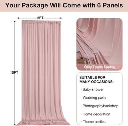 30ftx10ft Wrinkle Free Dusty Pink Backdrop Curtains - Image 6
