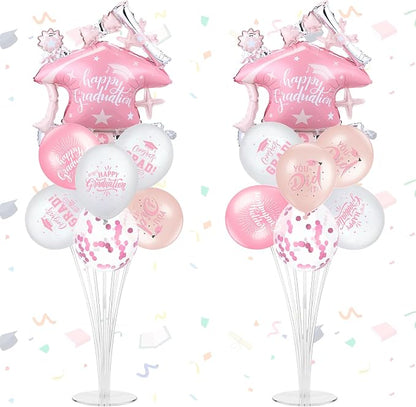 Jenaai Pink and Rose Gold 27 Pcs 2026 Graduation Balloon Centerpiece by Jenaai