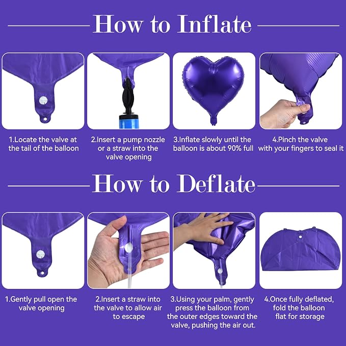 TONIFUL 15 Pack 18 Inch Matte Purple Heart Foil Balloons – Purple Mylar Heart - Image 6