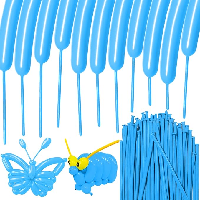 100Pcs Light Blue 260 Balloons, Long Balloon by HYKJNBW