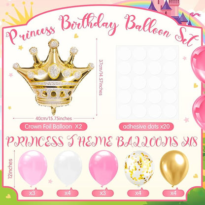Seematn 2 Set Princess Balloon Stand Kits Pink Gold Crown Balloons Sticks Holder - Image 2